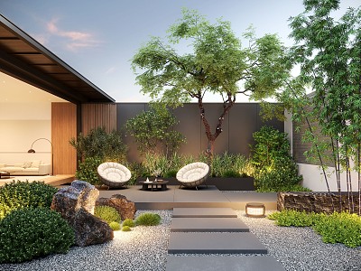 Courtyard Home Courtyard Villa Courtyard Landscape Garden 3d model