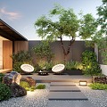 Courtyard Home Courtyard Villa Courtyard Courtyard Landscape Garden 3d model