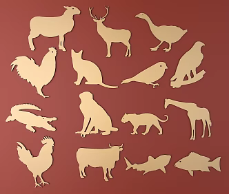 Animal silhouette metal carved animal pattern 3d model