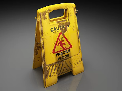 Warning sign Warning sign Be careful to fall 3d model