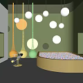 Children's Play Equipment With Colorful Ball Pit Yellow Green Slides And Round Pendant Lights