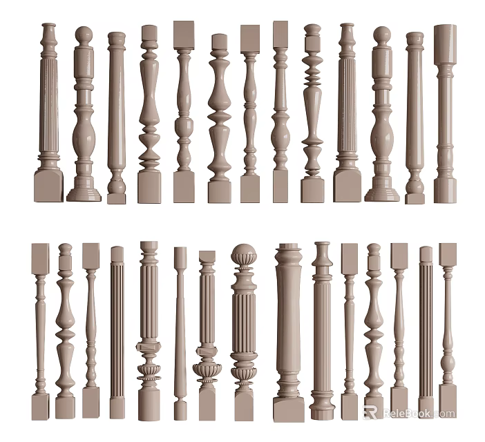 Various Decorative Baluster Designs With Architectural Styles For Interior Use 3d model