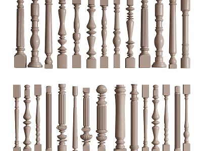Various Decorative Baluster Designs With Architectural Styles For Interior Use 3d model