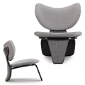 Modern Single Sofa With Gray Fabric Upholstery Unique Curved Backrest And Sturdy Black Base Design