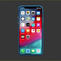 Modern Smartphone With Blue Frame And App Icons On Colorful Screen
