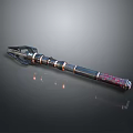 Metallic Long Handle Weapon With Glowing Accents And Intricate Patterns 3d model