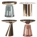Modern Stylish Side Table Designs With Transparent Glass Metal And Pink Geometric Shapes