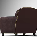 Dark Brown Fabric Single Sofa With Tufted Design And Gold Trim 3d model
