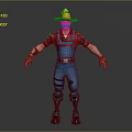 3D Detailed Game Movie Character With Straw Hat Red Shirt Blue Overalls And Gloves