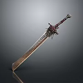Detailed Metal Sword Sculpture With Intricate Carved Blade And Decorative Hilt