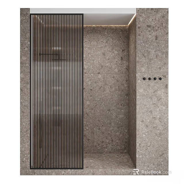 Modern Steam Shower Sauna Interior Design With Stone Walls And Glass Enclosure 3d model 