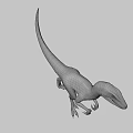 Realistic Velociraptor Dinosaur 3D Model With Brown Stripes And Yellow Eyes