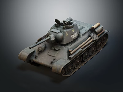 Realistic 3D Military Tank Model With Tracks Gun Barrel And Turret 3d model
