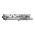 Light Gray Sectional Sofa With Multiple Soft Cushions And Metal Legs Modern Design 3d model