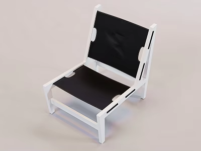 Leisure Chair With White Frame And Black Seat Backrest Simple Modern Design 3d model