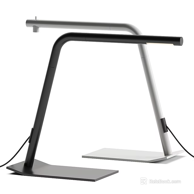 Modern LED Table Lamp with Adjustable Arm and Stable Matte Black Base 3d model 