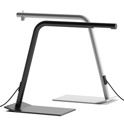 Modern LED Table Lamp with Adjustable Arm and Stable Matte Black Base 3d model