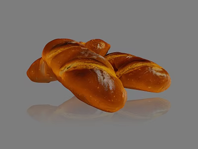 Freshly Baked Golden Crust Bread With Shiny Surface And Soft Texture 3d model