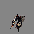 Vibrant Black Butterfly Flying With Red And Yellow Spots Transparent Wing Sections And Tail Projections
