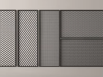 Modern barbed wire fence iron net 3d model