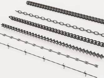 chain saw barbed wire mesh cylinder hard surface machinery high tech industrial parts 3d model