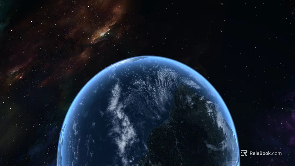 Stunning Blue Earth In Starry Space With Galaxy And Cosmic Background 3d model 