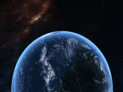 Stunning Blue Earth In Starry Space With Galaxy And Cosmic Background 3d model