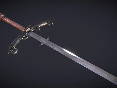 Historical Sword With Leather Wrapped Hilt And Intricate Metal Guard Design 3d model Historical Sword With Leather Wrapped Hilt And Intricate Metal Guard Design 3d model