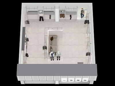 Stylish Modern Clothing Store Interior With Clothing Racks Display Areas And Mannequins 3d model