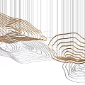 Modern Abstract Chandelier With Wave Like Curved Golden And Gray Wires Design