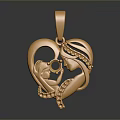 Golden Heart Shaped Pendant With Mother And Child Kissing Design Jewelry Accessory