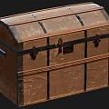 Vintage Brown Trunk with Wooden Frame Metal Latches and Canvas Surface