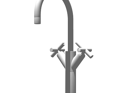 Stylish Modern Faucet With Double Handles And Curved Spout Design 3d model