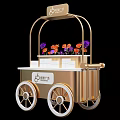 Lianlang Square Functional Carts with Shopping Bags Flower Display and Gold Accents