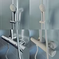 Modern Wall Mounted Shower System in Bathroom with Gray Tiles and Chrome Finish