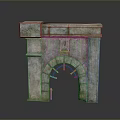 Scenic Natural Landscape With Stone Fireplace Arch Design Weathered Texture And Metal Reinforcements