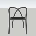 Modern Black Single Chair With Cross Back Design Minimalist Style Metal Legs And Wooden Seat