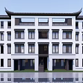 Traditional Chinese Townhouse Exterior With White Walls Black Tiles And Classic Design Elements