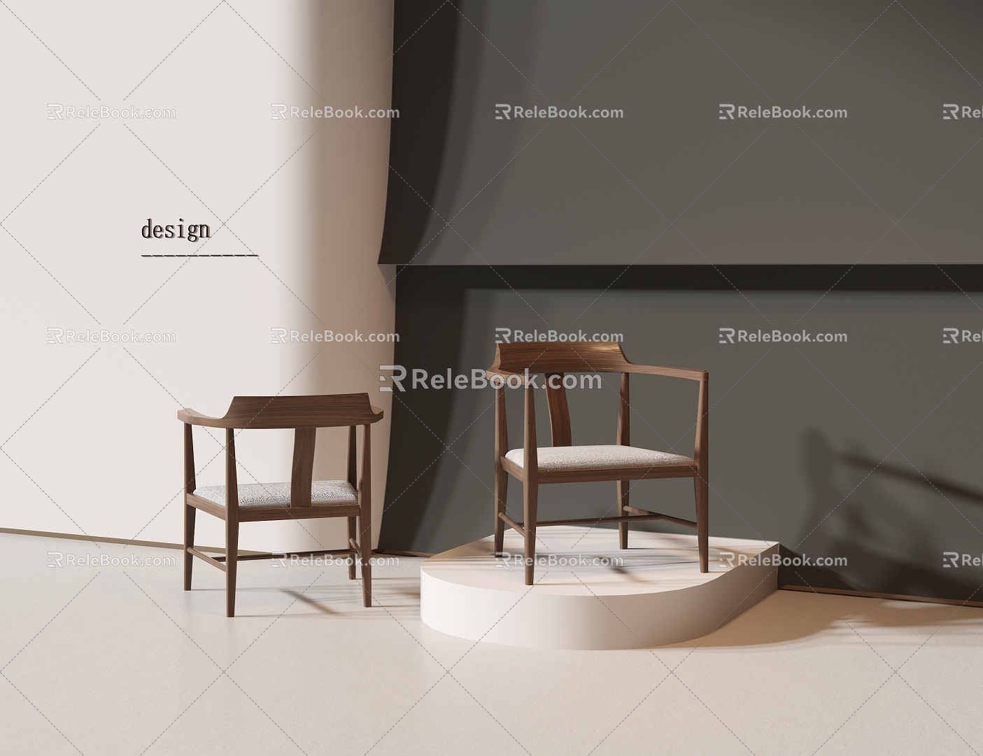 New Chinese Style Single Chair Leisure Chair Dining Chair 3d model