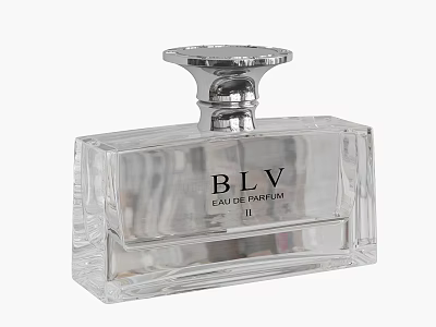 BLV Eau De Parfum II Transparent Glass Square Perfume Bottle With Silver Cap 3d model