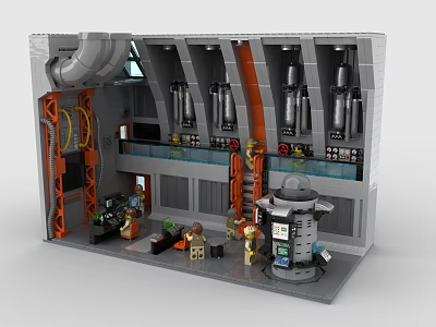 Lego toy building blocks modern factory engineer 3d model