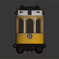 Vintage Yellow And White Tram Model With Classic Windows And Black Roof