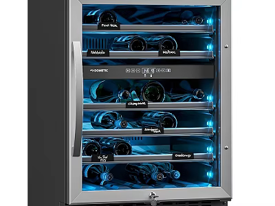NewAir Double Door Wine Cooler With Blue LED Lighting And Multiple Shelves 3d model