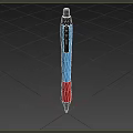 3D Model Pen With Blue Red And Black Color Design And Clip