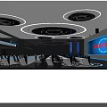 Modern Spacious Monitoring Room With Large Led Screen And Neatly Arranged Professional Operator Workstations