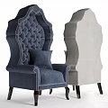 Elegant Tufted Armchairs Blue And Gray With Stitched Details And Wooden Legs