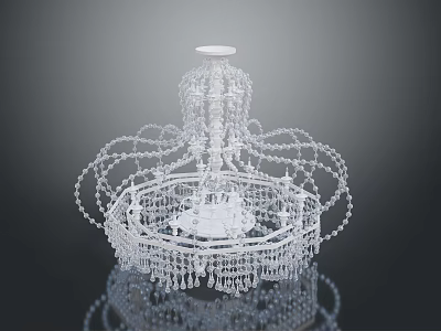 Elegant Crystal Chandelier With Intricate Beaded Structure And Sparkling Hanging Pendants 3d model
