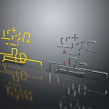 Modern Pipe System Design With Yellow And Silver Reflective Structural Components 3d model