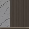 Modern Wall Design Featuring Marble Texture And Wooden Vertical Stripes For Interior 3d model