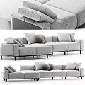 Casual Sofa Set With Modular Design Gray Fabric Plush Pillows And Wooden Legs